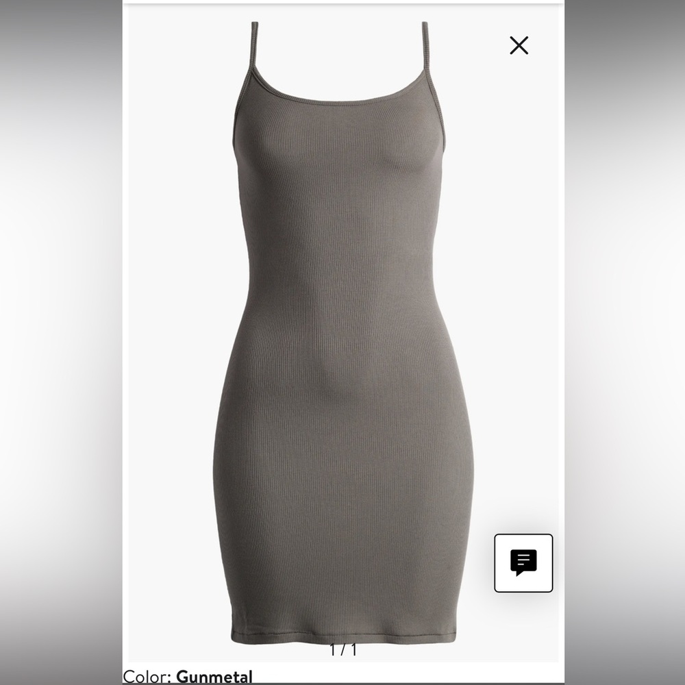 Skims Soft Lounge Mini Slip Dress in Gunmetal - size S